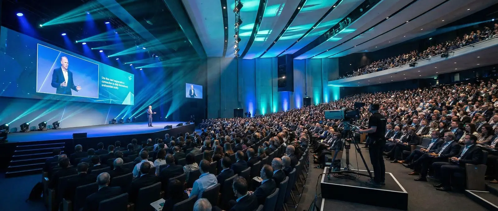 Corporate conference being live streamed